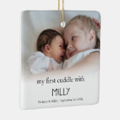 Erste Kuddel mit Geschwistername Foto Neugeborene Keramikornament (Rechts)