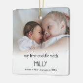 Erste Kuddel mit Geschwistername Foto Neugeborene Keramikornament (Links)