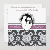 Erste Kuss Lila individuelle Hochzeitseinladung Einladung (Vorne/Hinten)