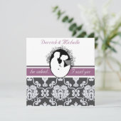 Erste Kuss Lila individuelle Hochzeitseinladung Einladung (Stehend Vorderseite)