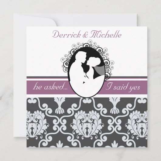 Erste Kuss Lila individuelle Hochzeitseinladung Einladung (Vorderseite)