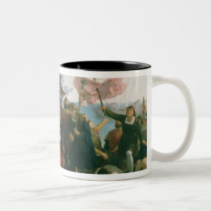 Erste Landung von Christoph Kolumbus herein Zweifarbige Tasse