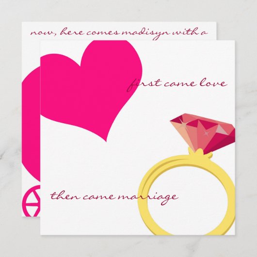 ERSTE LIEBE-Rosa Einladung (Vorne/Hinten)