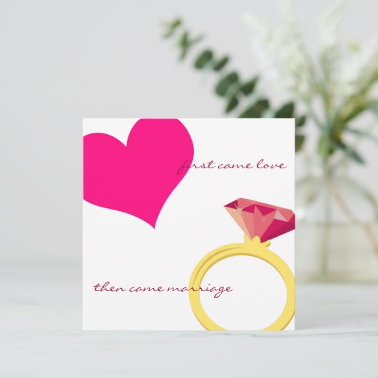 ERSTE LIEBE-Rosa Einladung (Stehend Vorderseite)