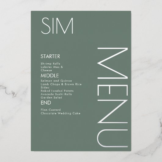 Erste Logo-Hochzeitskarten mit Silber-Menü Folieneinladung (Vorderseite)