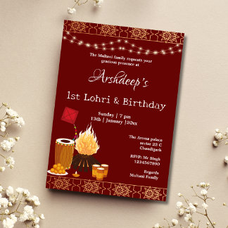 Erste Lohri & Birthday Einladungskarte Einladung