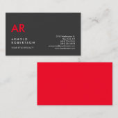 Erste Mit Monogramm-Grau-Rot-Minimalistische Anpas Visitenkarte (Vorne/Hinten)