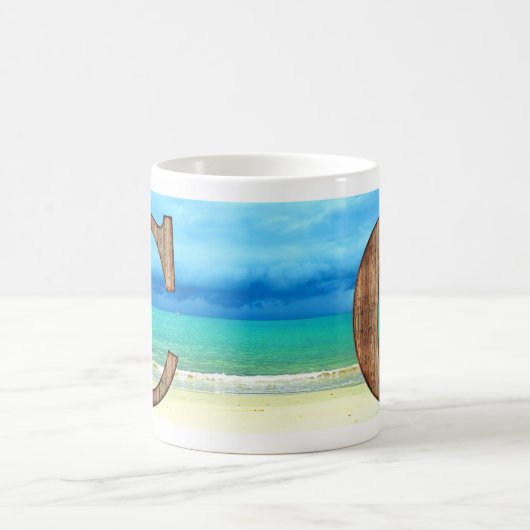 Erste Monogram Holzbuchstabe C Beach Ocean Szene Kaffeetasse (Mittel)