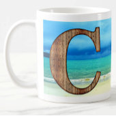 Erste Monogram Holzbuchstabe C Beach Ocean Szene Kaffeetasse