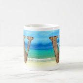 Erste Monogram Holzbuchstabe W Beach Ocean Szene Kaffeetasse (Mittel)