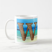 Erste Monogram Holzbuchstabe W Beach Ocean Szene Kaffeetasse (Links)