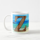 Erste Monogram Holzbuchstabe Z Beach Ocean Szene Kaffeetasse (Links)