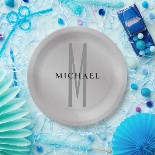 Erste Monogramm beruflich schlicht fügen Sie Ihren Pappteller (Party)