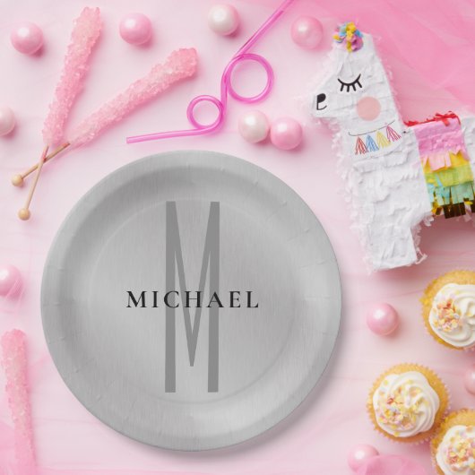 Erste Monogramm beruflich schlicht fügen Sie Ihren Pappteller (Party)