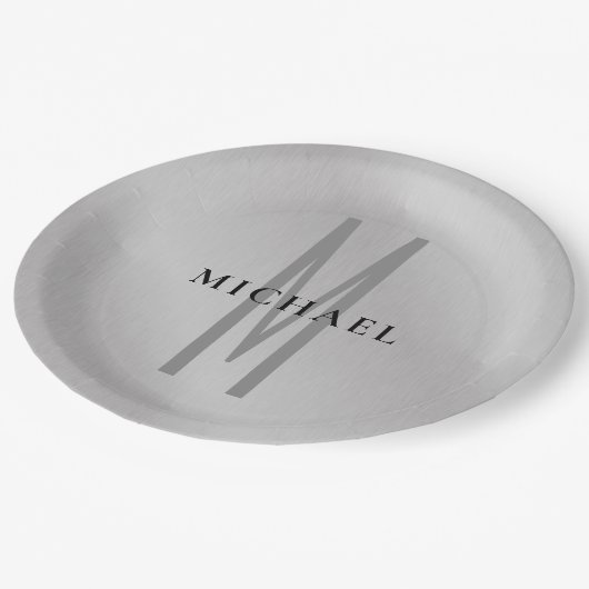 Erste Monogramm beruflich schlicht fügen Sie Ihren Pappteller (Schrägansicht)