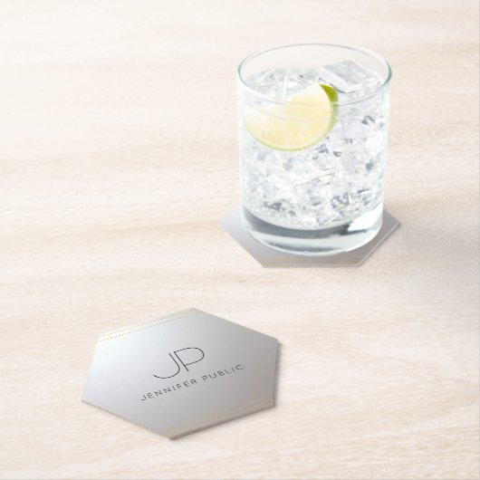 Erste Monogramm Gold Silver Template anpassen Untersetzer (Vor Ort)