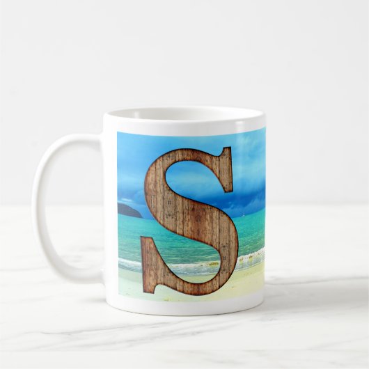 Erste monogramm Holzbuchstaben S Beach Ocean Szene Kaffeetasse (Links)