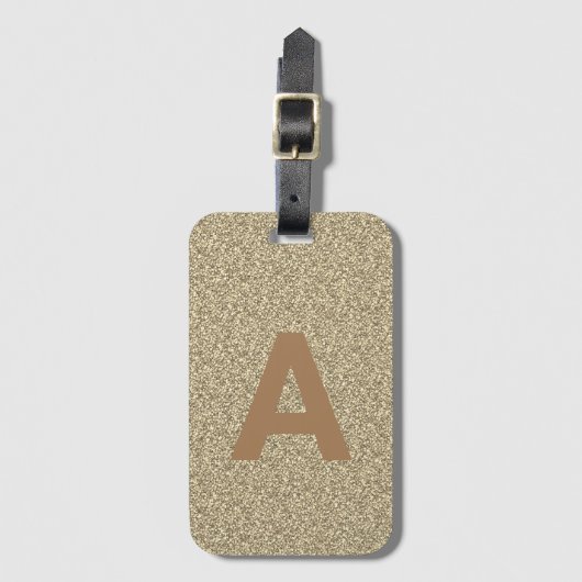 Erste Monogramm Personalisierter Gold-Glitzer hinz Gepäckanhänger (Vorderseite Vertikal)