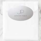 Erste Monogramm-Vorlage für Gold Silber individuel Ovaler Aufkleber (Tasche)