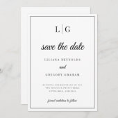 Erste Monographen Hochzeit Datum speichern Einladung (Vorne/Hinten)