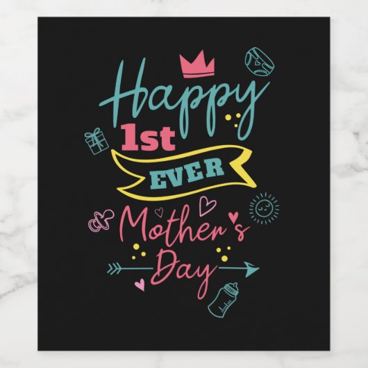 Erste Mütter Tag 1 Mama Weinetikett (Einzelnes Label)