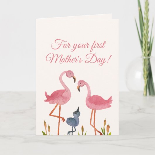 Erste Muttertags-Flamingo-Karte Karte (Vorderseite)
