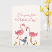 Erste Muttertags-Flamingo-Karte Karte (Gelbe Blume)