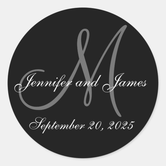Erste Namen des Hochzeitdatums Erstmalige Monogram Runder Aufkleber (Vorderseite)