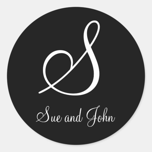Erste Namen und letzte erste weiße Monogramm S Runder Aufkleber (Vorderseite)