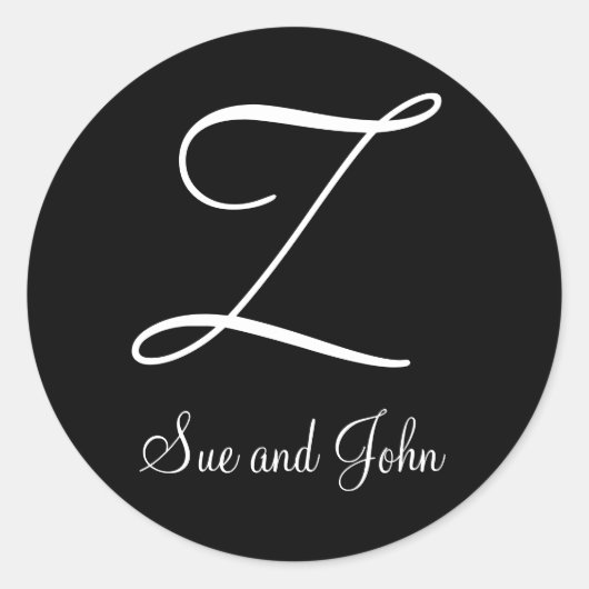 Erste Namen und Letzte erste weiße Monogramm Z Runder Aufkleber (Vorderseite)