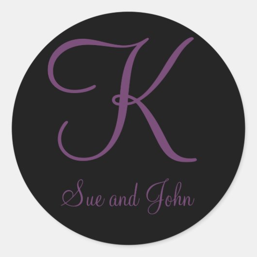Erste Namen und letzte Mauve-Monogramm K Runder Aufkleber (Vorderseite)
