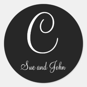 Erste Namen und Monogramm C Schwarzweiß-Siegel Runder Aufkleber