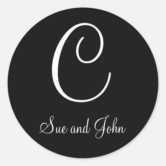 Erste Namen und Monogramm C Schwarzweiß-Siegel Runder Aufkleber (Vorderseite)