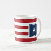 Erste nautische Strip-Tasse-Rote Marine in Monogra Kaffeetasse (VorderseiteRechts)