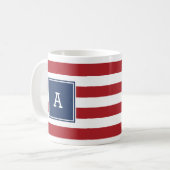 Erste nautische Strip-Tasse-Rote Marine in Monogra Kaffeetasse (Vorderseite Links)