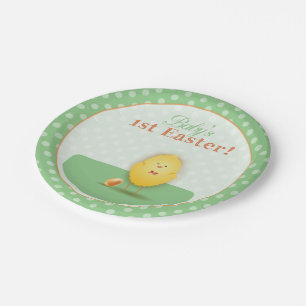 Erste Niedliche Osterküken mit Ei Pappteller