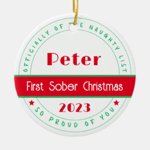 Erste nüchterne Weihnachten, Minimal Sobriety Keramik Ornament
