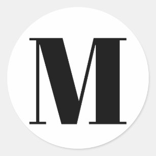 Erste Nummer des Monogramms Schwarz-weiß anpassen Runder Aufkleber