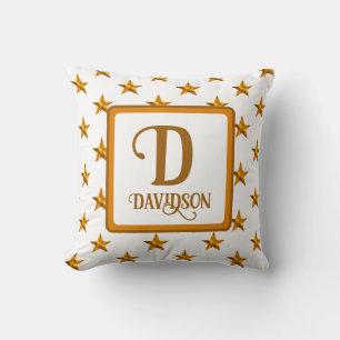 Erste Orange Gold Celestial Decor der Star Monogra Kissen