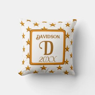 Erste Orange Gold Wohngestaltung der Star Monogram Kissen