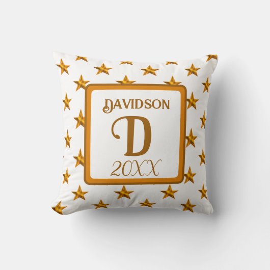 Erste Orange Gold Wohngestaltung der Star Monogram Kissen (Vorderseite)