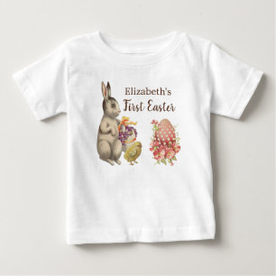 Erste Osterbaby Bekleidung Vintag Bunny Rabbit Baby T-shirt