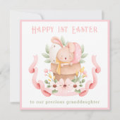 Erste Osterpink Bunny Grandtochter Osterkarte Karte (Vorderseite)