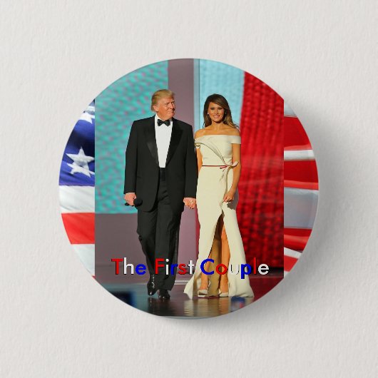 Erste Paare Donald und Melania-Trumpf-Einweihung Button (Vorderseite)
