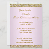 Erste Party Einladung der Heiligen Kommunion (Rückseite)