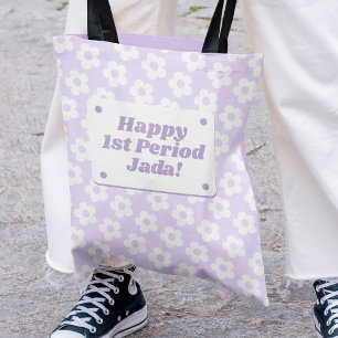 Erste Periode Teenager Mädchen Lila Blumen Muster Tasche