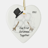 ERSTE PERSONALISIERTE Weihnachten-SNOWMAN-PAARE Keramik Ornament (Rechts)