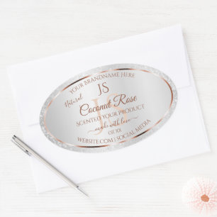 Erste Produktmarken für Silver Glitzer Rose Gold Ovaler Aufkleber