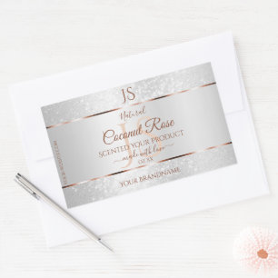 Erste Produktmarken für Silver Glitzer Rose Gold Rechteckiger Aufkleber