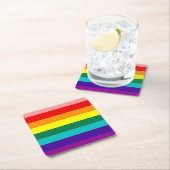 Erste Rainbow-Pride-Flagge Rechteckiger Pappuntersetzer (Vor Ort)
